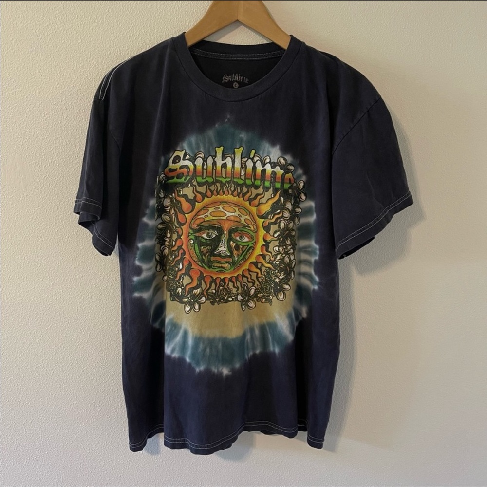 Sublime Black Tie Dye Short Sleeve Graphic Tee Cotton-Large